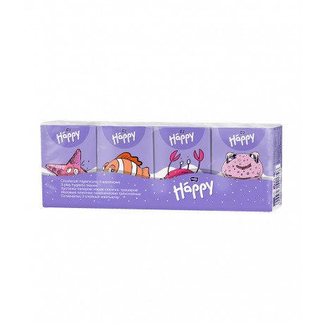 Бумажные носовые платочки Bella Baby Happy, трехслойные 8 уп. по 9 шт.