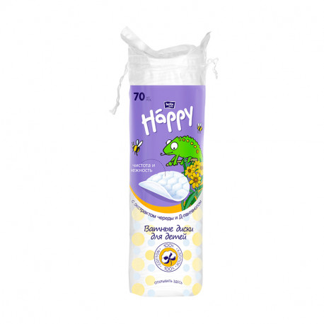 Подушечки из ваты для детей BELLA Baby Happy с экстрактом череды и Д-пантенолом 70 шт.