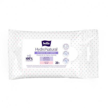 Вологі серветки для інтимної гігієни BELLA HydroNatural 20 шт.