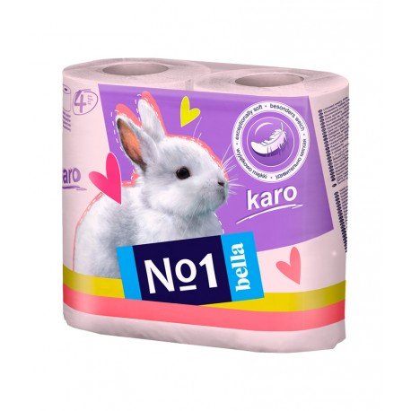 Туалетная бумага Bella№1 (Karo розовый), двухслойная 4 рулона 
