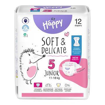 Підгузки дитячі одноразові HAPPY BELLA BABY junior (вага 11-18 кг, 12 шт) 605490 фото