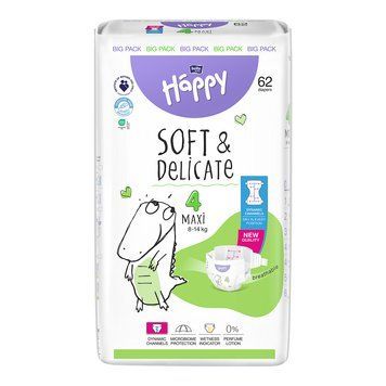 Підгузки дитячі одноразові HAPPY BELLA BABY maxi (вага 8-14 кг, 62 шт) 605445 фото