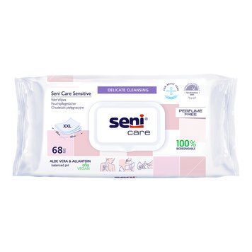 Серветки вологі для догляду за шкірою SENI CARE Sensitive (68 шт) 422653 фото